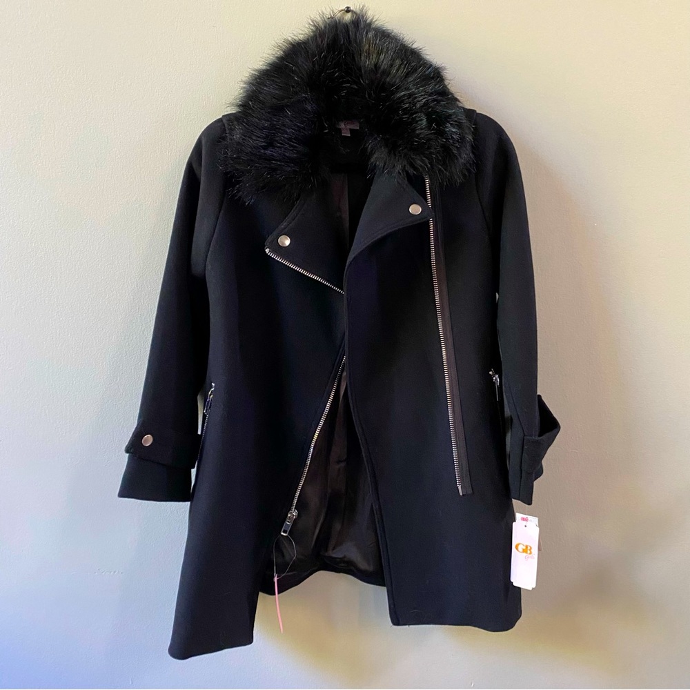 GB Girls black faux lined coat new with tags size 10/12